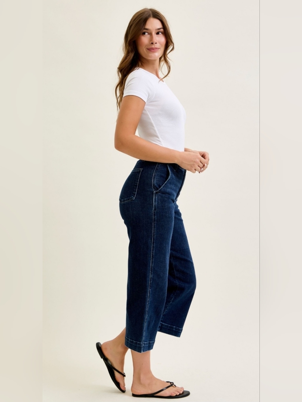 Judy Blue HR Dark Wash Wide Leg Ankle Trouser Jeans Slant Pocket Various NEW - Picture 7 of 16